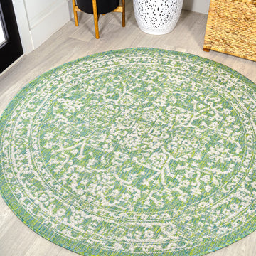 Malta Bohemian Medallion Textured Weave Indoor/outdoor Round Rug